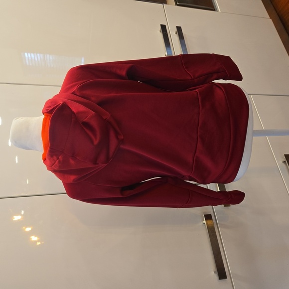 Nike Dri Fit Womens Running Workout Red Hoodie with Orange Swoosh Size Medium - Picture 3 of 10